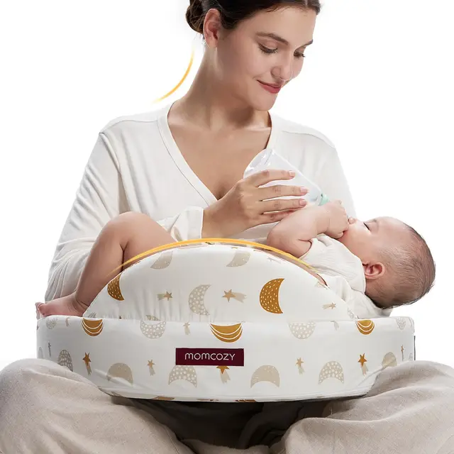 momcozy Cojín De Lactancia con “Barrera De Seguridad”, Espuma Viscoelástica Firme Y Elástica, Soporte Ergonómico Estable, Cojín De Lactancia Extra Ancho, Cinturón Ajustable, Funda Extraíble