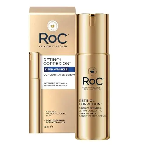 RoC Retinol Correxion Suero Concentrado para Arrugas Profundas | Cuidado de la piel con ácido ascórbico, combate las líneas finas y las arrugas | 30 mL