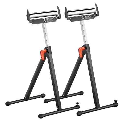 VEVOR 2 PCS Soporte con Rodillos, Carga de 113 kg Altura Ajustable 685,8-1092,2 mm con Cabezal de Rodillo de Acero Pulido, para Soporte de Extensión para Carpintería con Salida de Sierra de Mesa