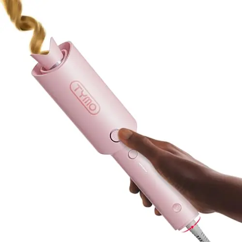 TYMO CURLPRO Rizador de Pelo Automático - Portátil Moldeador Tenacilla de Pelo Automatico de 25 mm, 160-210℃, Rizos Grandes Fácilmente, Plancha Pinzas Rizadora Cerámica, Antiquemaduras, Rosa