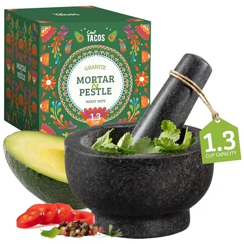 chef tacos mortero granito 13 cm 1,3