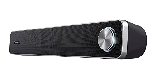 Trust Arys Barra de Sonido para PC/Ordenador Portátil, 12 W, Alimentación USB, 3,5 mm Jack, Altavoces para Computadora, Móvil, Tablet, TV - Negro