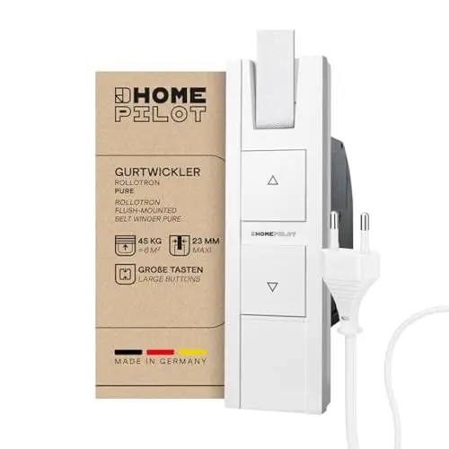 HOMEPILOT - RolloTron Pure | Motor eléctrico para persianas enrollables. Accesorio Smart Home - ¡también apto para instalaciones posteriores! Capacidad de carga: 45 kg