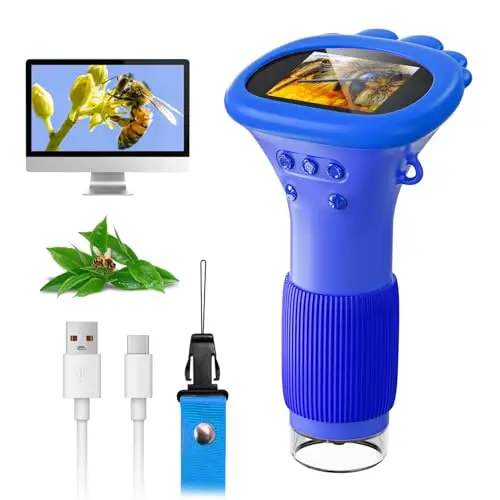 SGAINUL Microscopio Digital para Niños con Pantalla IPS de 2.0'', Recargable 1000x, Electrónico con 8 Luces LED - Regalo para Cumpleaños/Navidad/Año Nuevo(Azul)