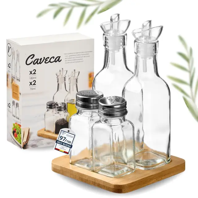 caveca set aceitera vinagrera cristal
