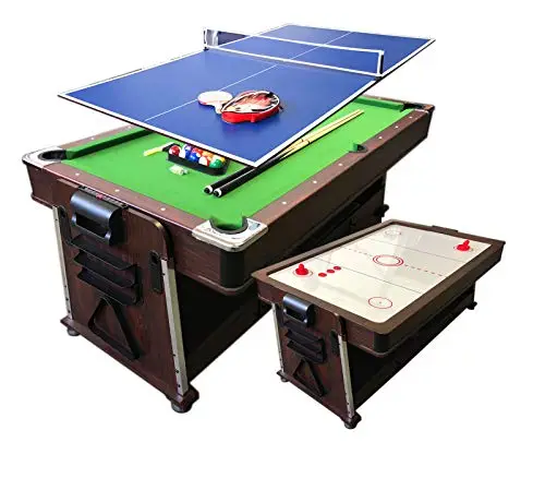 GRAFICA MA.RO SRL Mesa de Billar 7ft Mod. Mattew Carambola y Hockey de Mesa y Ping Pong y Plan de Cobertura - 4 in 1