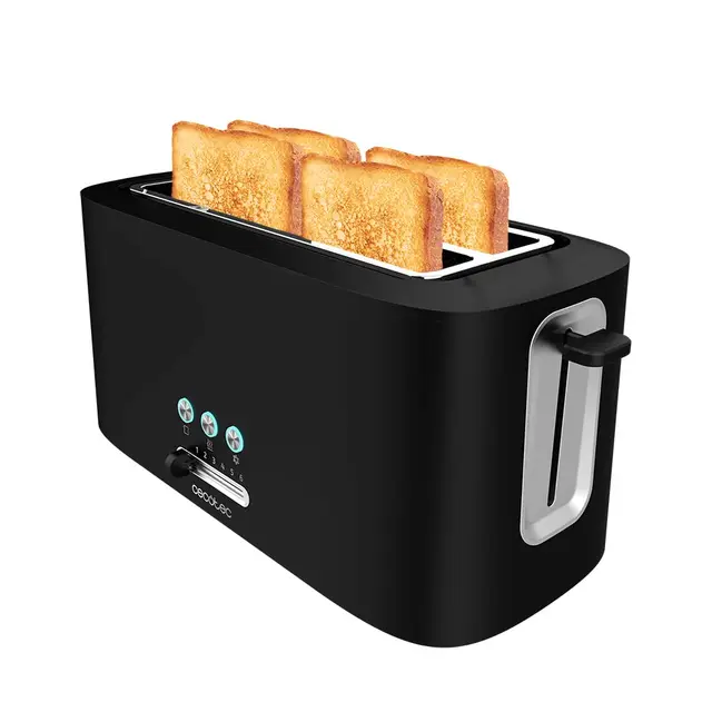 Cecotec Tostadora Vertical Toast&Taste 16000 Extra Double. 1630 W, 2 Ranuras Largas extraanchas, 3 Funciones, Diseño en plástico con acabados en acero inox, Incluye Varillas superiores