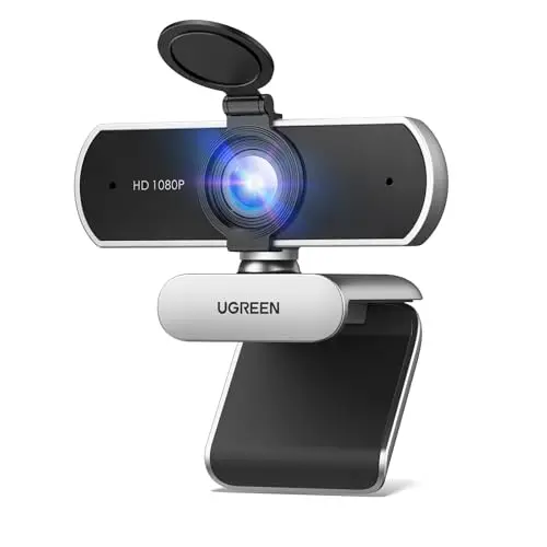 UGREEN Webcam Full HD 1080P 30FPS USB A PC Cámara 2 Micrófono Incorporado 85° Ángulo de Visión para Windows MacOS Linux Soporta Youtube Streaming Video Calling Zoom Videoconferencia(Gris Plata)