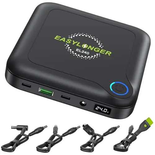EASYLONGER EL240 Batería CPAP para Air Travle 88Wh 12V 24V Batería CPAP portátil para Camping PD 60W Laptop Power Bank CPAP Power Bank CPAP batterie pour ResMed CPAP Machines/ResMed AirMini/Macbook