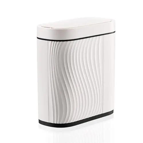 Cubo de Basura Automático 8L con Sensor - Cubo Eléctrico con Tapa para Cocina y Baño, Impermeable/Antiolores para Oficina, Dormitorio, WC - Blanco,