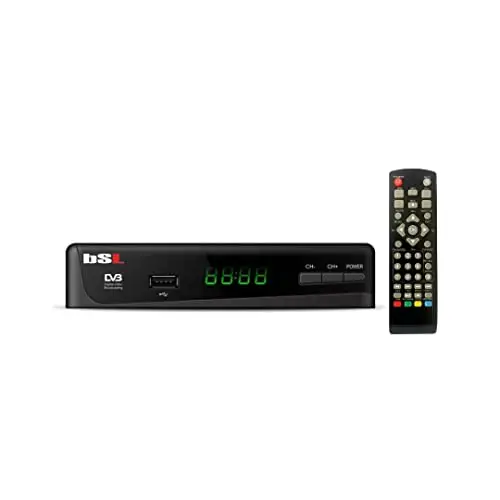 Receptor DVBT2 HD BSL-255,paraTV Digital Terrestre deAlta DefiniciónFull HD 1080P,Soporta H.265 10 Main HEVC,Display Digital y Mando aDistancia,Entrada Scart,USB y HDMI,negro