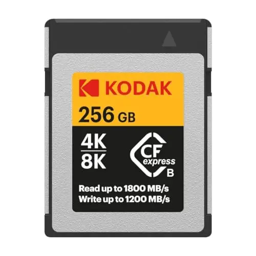 Kodak Tarjeta de Memoria CFexpress Tipo B de 256 GB con Lectura de 1800 MB y Escritura de 1200 MBps (EKMCFX256GK)