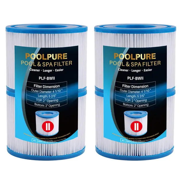 POOLPURE Filtro de Piscina Compatible con Bestway 58094 Tipo II, 10,5 × 13,6cm, Paquete de 4