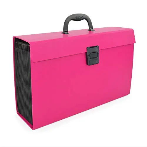 Rapesco 1554 Maletín Organizador Expandible tipo Acordeón, 19 Compartimientos, A4+, Rosa Intenso