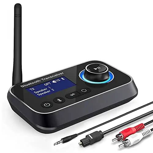 3 En 1 Transmisor Receptor Bluetooth para 2 Auriculares Adaptador Bluetooth 5.3 con Pantalla LCD Latencia Aux 3.5mm Óptico RCA Latencia Emisor Bluetooth Audio para TV, Estéreo, Altavoces