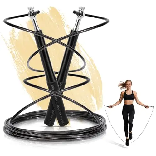 Cuerda para Saltar,180CM Regulable Comba Crossfit, Cuerda de Saltar Rápida con Rodamientos Profesionales y Mangos Antideslizantes, Adecuado para fitness, entrenamiento por intervalos y pérdida de peso