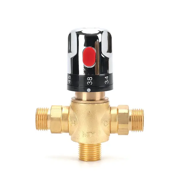 Tremax Válvula de mezcla termostática, válvula de ducha de control de temperatura del agua con conector de 1/2 pulgadas,latón macizo