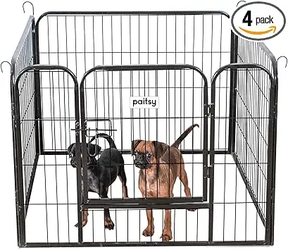 Parque para Perro, Cachorro y Conejo GARDEO80x60x4, 4 Paneles 80x60 cm, 0,64 m², Modular, Interior y Exterior, Plegable, garantía 5 años.
