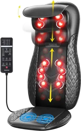 RENPHO Masajeador Espalda Electrico para Silla, Cojín de Masaje, Shiatsu Silla de Masaje con Calor para Toda la Espalda y Cuello, Altura Ajustable, Uso en Casa y Oficina