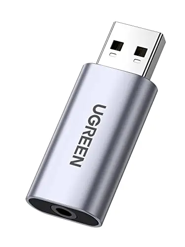 UGREEN Tarjeta de Sonido Externa Adaptador de Audio USB a Jack 3.5mm TRRS Convertidor Auxiliar para Auriculares y Micrófono Compatible con PC, MacBook, PS5/4, Altavoces