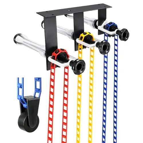 QWORK® Soporte para Colgar Fondos de fotografía para 3 Rollos - Montaje en Pared/Techo - Adecuado para Rollos con un diámetro Interior de 50/60 mm - Carga Segura de 10 kg por Rollo