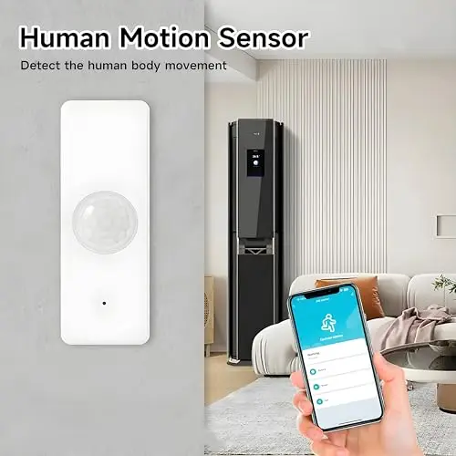 Sensor Movimiento 105°Ángulo - Dispositivo Seguridad Hogar Inteligente con App Tuya Alexa WiFi 2.4GHz Batería AAA Interior Exterior