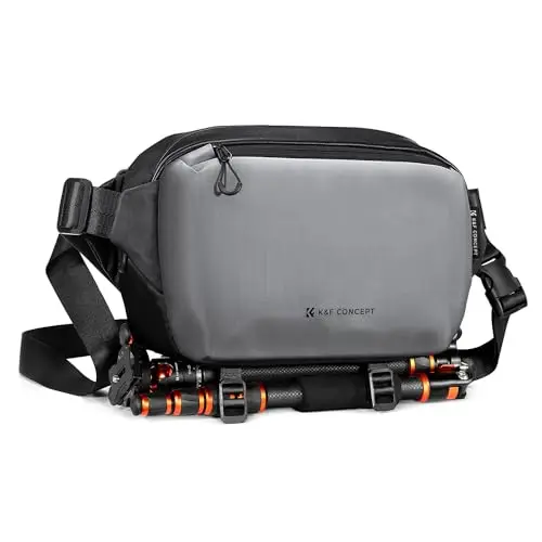 K&F CONCEPT Bolsa Camara Fotografica, Camera Bag, Bolsa Funda Cámara Réflex, Bolso Bandolera Camara Impermeable Resistente, Mochila Sling para Cámara Réflex Digital Compatible con SLR DSLR, Tamaño M