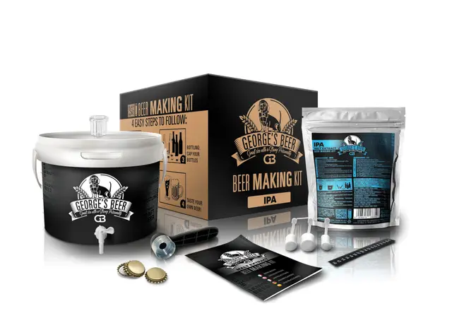 Beer & Wine - Kit de Fermentación de Cerveza George'S 5l - Cerveza Artesanal Casera - Kit de Fermentación de Malta - Kit de Producción de Cerveza - Idea de Regalo (Kit Malta IPA)