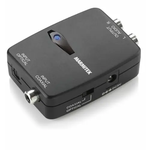 Convertidor DAC Marmitek Connect DA21 - convertidor de audio digital a analógico para TV y amplificador - Toslink o coaxial a RCA - estéreo plug and play