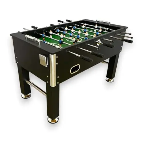 Mesa FUTBOLIN Madera Color Negro Modelo Top Class Robusto Y Resistente 60 kg Medidas REGLAMENTARIAS: Largo 140 cm x Ancho 88