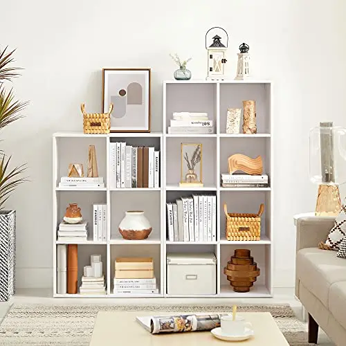 VASAGLE Librería, Estantería Almacenaje, de 6 Compartimientos, para Sala de Estar, Estudio, Oficina, 30 x 65,5 x 97,5 cm, Blanco LBC203D