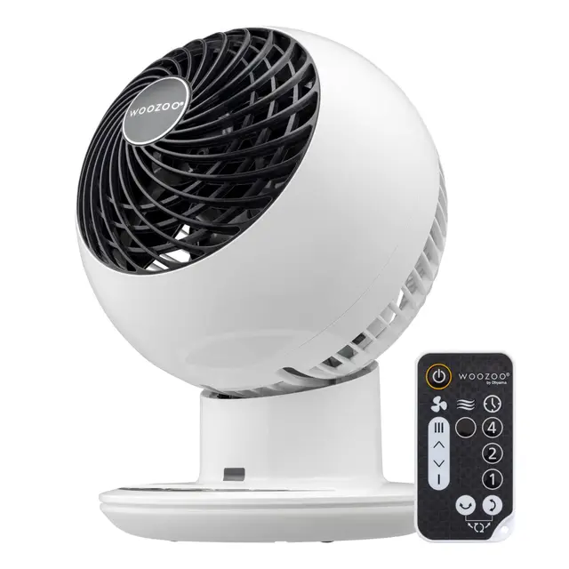 Iris Ohyama Woozoo, 30m², Ventilador de mesa, Blanco, 5 velocidades, Mando a distancia, Oscilación multidireccional, Silencioso, Potente, Escritorio, Portátil, Sobremesa, Fan, Ventoinha, PCF-SC15T