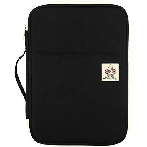 JAKAGO Carpeta Conferencia Carpetas Cremallera,Carpeta Portadocumento A4 de con Múltiples Compartimentos,Portafolio Portátil con Asas,Bolsa de Conferencias Viajar Negocio(Negro)