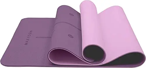 MaxDirect Esterilla Yoga con Sistema de Alineación y Marcados. Colchoneta Yoga Mat Antideslizante y Ligera de Material Ecológico TPE. Tamaño Ideal 183cm x 61cm x 6mm.