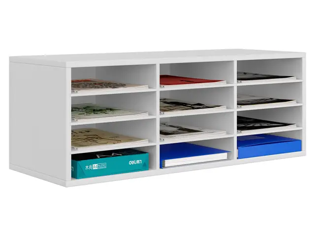 EasyPAG 12 Compartimentos Madera A4 Bandeja Archivador Organizador Hojas Soporte Documentos Clasificador Oficina Almacenamiento Escritorio Estante Papeles,Blanco