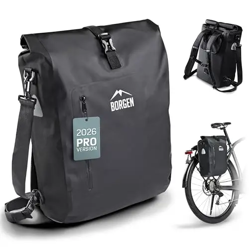 Borgen alforja para bicicleta para portaequipajes, 25 l, 100% impermeable, asa y correa para el hombro