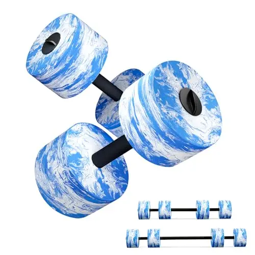HAPBEAR Juego de 2 mancuernas Aquagym, Mancuernas Piscina, Mancuernas de Espuma EVA para Piscina, Pesas de Agua para Piscina Para Ejercicios De Yoga Acuático
