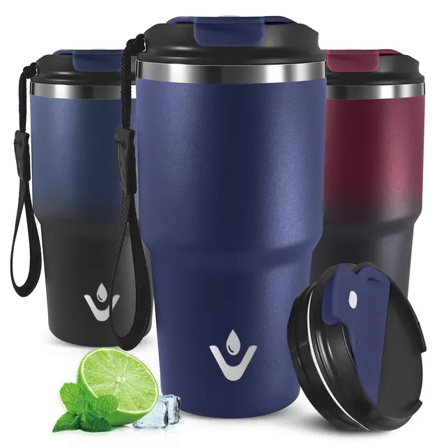 Vaso Termico 600ml, Taza Termica para Frío y Caliente, Aislada al Vacío, Vaso Termo Cafe para Llevar, Doble Pared Aislante, Antigoteo Taza Termo, para Colegio, Hogar, Coche Camping