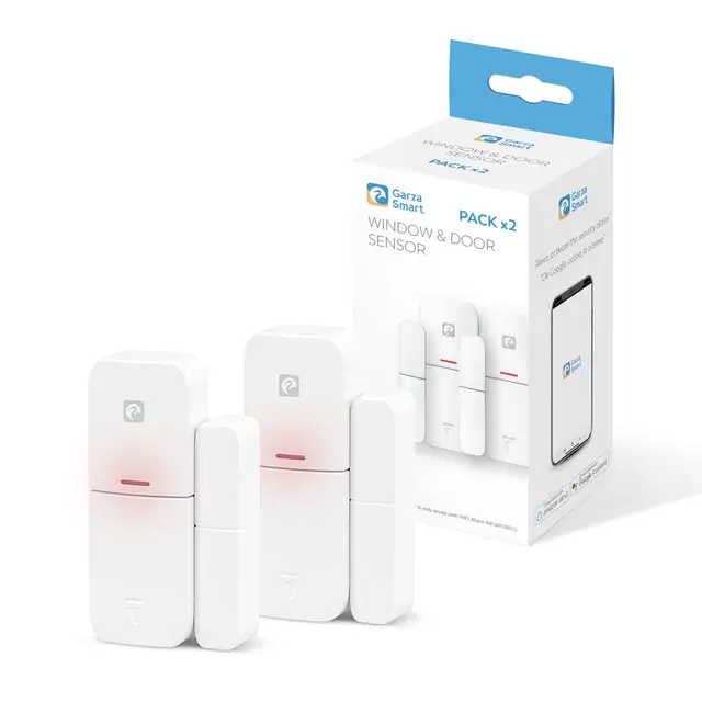 Garza Smart - Pack de 2 unidades Sensor Apertura de Puertas y Ventanas, Requiere el Kit de Alarma de Garza, Control Remoto a traves de App iOS/Android