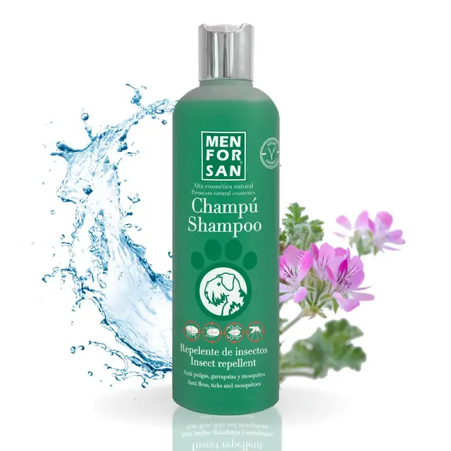 MENFORSAN Champú Repelente De Insectos Y Pulgas Para Perros 300ml, Con Citronela Ingrediente Natural