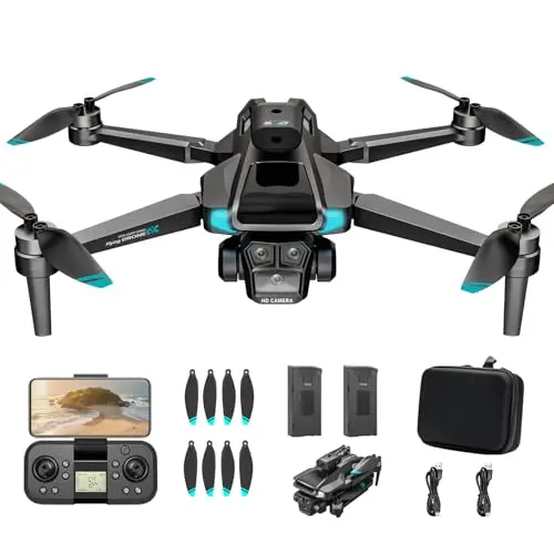 Dron con 4K HD Cámara para Adultos y Principiantes, 40+ min de Vuelo (2 Baterías),Mini Quadcopter RC Plegable WIFI con Motor Sin Escobillas, Doble Cámara, Selfies con Gestos