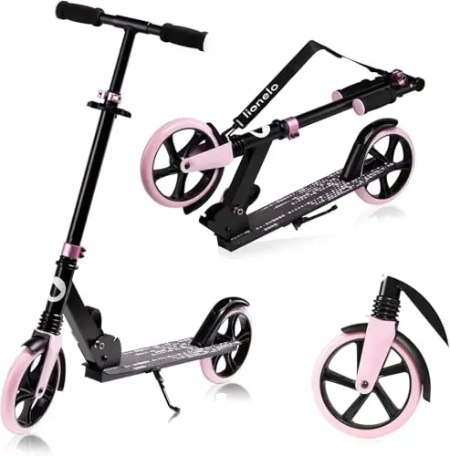 lionelo Luca Patinete Urbano XXL hasta 100 kg, Scooter para niños, Grandes Ruedas 200 mm ShockResist Amortiguador, Volante Ajustable Altura, Freno Plegable