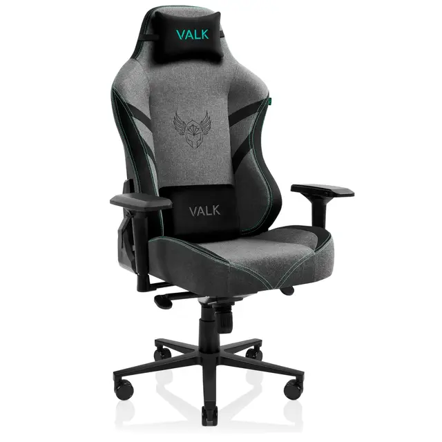 VALK Freya - Silla Gaming Tela Transpirable Ergonomica Profesional, Reclinable 160º, Reposabrazos 4D, Cojines Memory Foam, Silla Gamer Silla Escritorio Oficina, Creada en España (Gris)