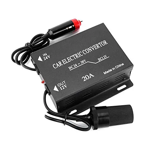 Nikou Reductor de Coches Convertidor - 20A de Suministro de energía de Coche convertidor Transformador Reductor de 24 V a 12 V Tipo de mechero