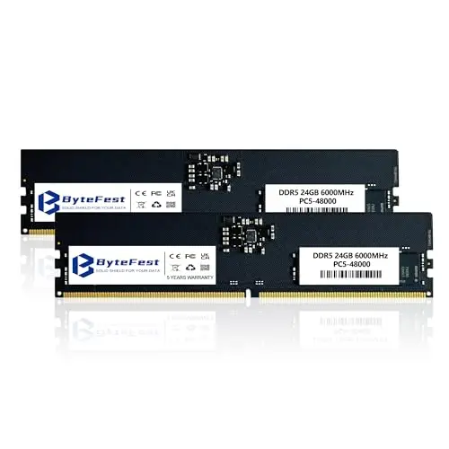 DDR5 RAM 48GB Kit (2x24GB) 6000MHz XMP 3.0 CL46 UDIMM 1.35V 288-Pin Memoria Ram de para Ordenador de Sobremesa