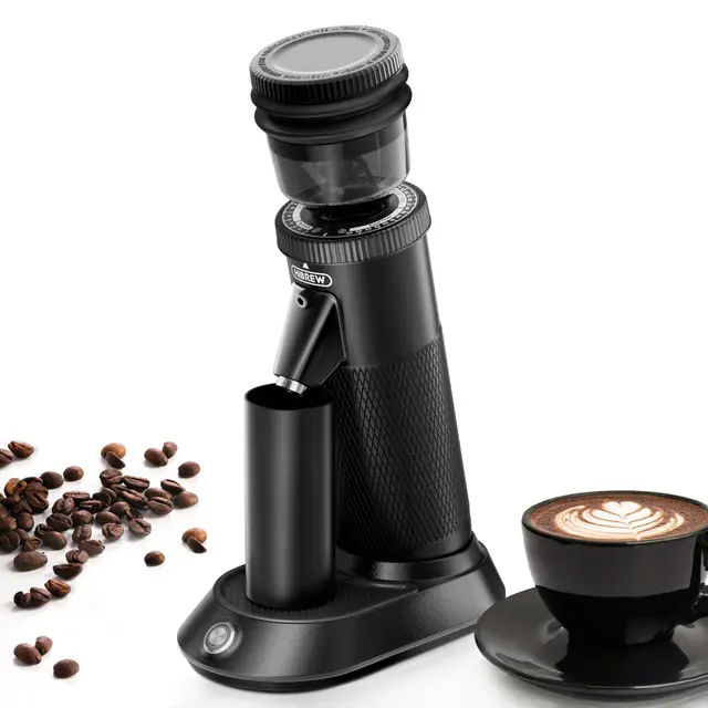 HIBREW Molinillo de Café Cónico, Molinillo de Café Espresso Monodosis con 36 Molidos Ajustables, Capacidad 50g de Granos, Aleación de Aluminio, Apto para Café Espresso/Pour Over/Mocca/Turco/Goteo