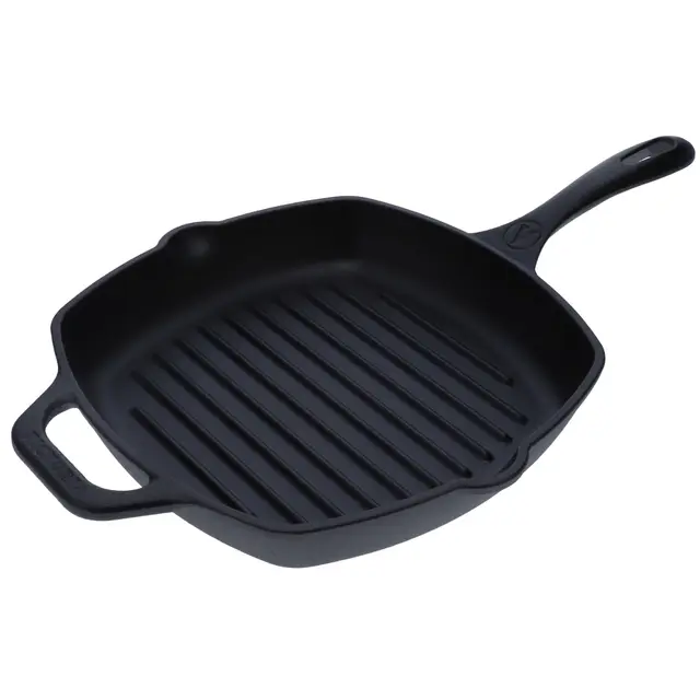 VICTORIA Sartén Grill Hierro Fundido Curado Inducción 25x25cm, Apta para Fuego, Barbacoa, Horno, Vitrocerámica, Cast Iron Skillet Curada para Crear Antiadherente Libre de Tóxicos sin PTFE ni PFOA