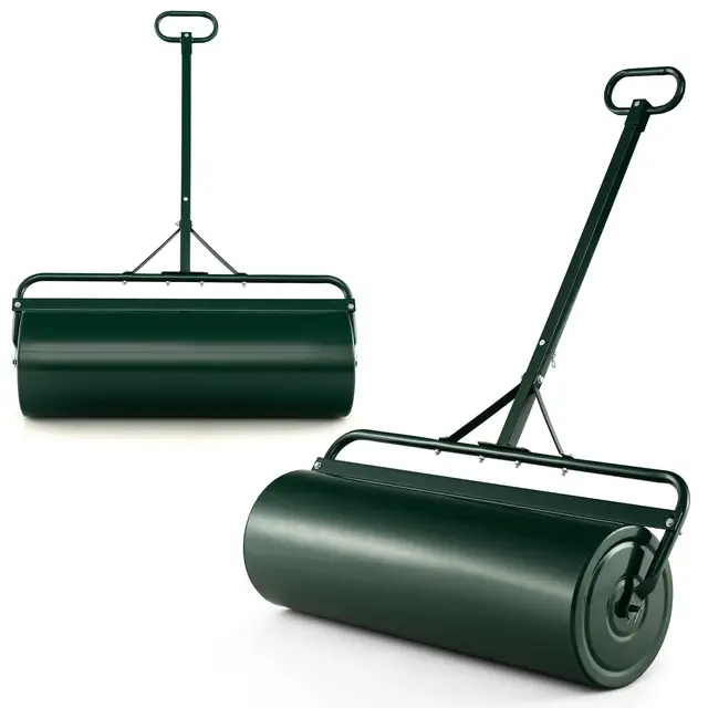 FANTASK Rodillo de Metal para césped de 30 cm de diámetro, con Mango de 63 L, Resistente Tambor rellenable con Agua y Arena