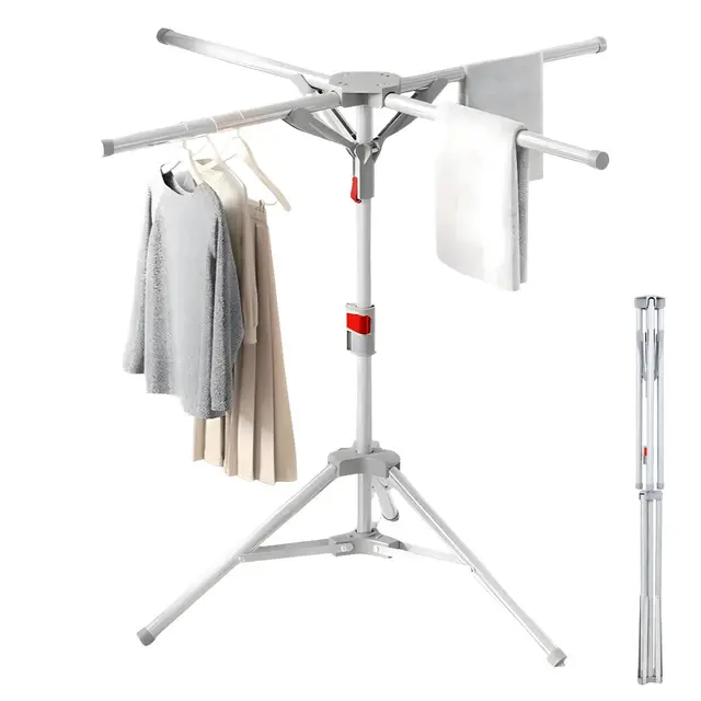 Tendedero Plegables,Tenderetes de Ropa con 4 Alas y Altura Extensible de 130-180cm, Válido para Interior y Exterior.