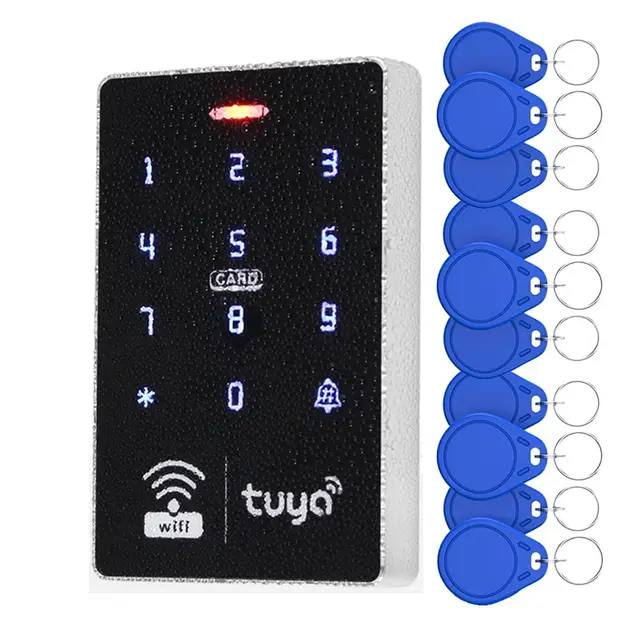 Control de Acceso WiFi Inteligente, Teclado RFID Impermeable IP68, Control Remoto por App Tuya, Wiegand 26/34, Doble Frecuencia (125KHz/13.56MHz), Registro de Desbloqueos